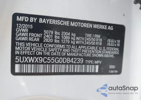 2016 BMW X3 xDrive28I z USA, uszkodzony, nr VIN 5UXWX9C55G0D84239